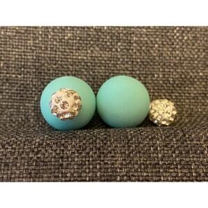 Double Sided Earrings Mint and Crystal Peek-a-boo